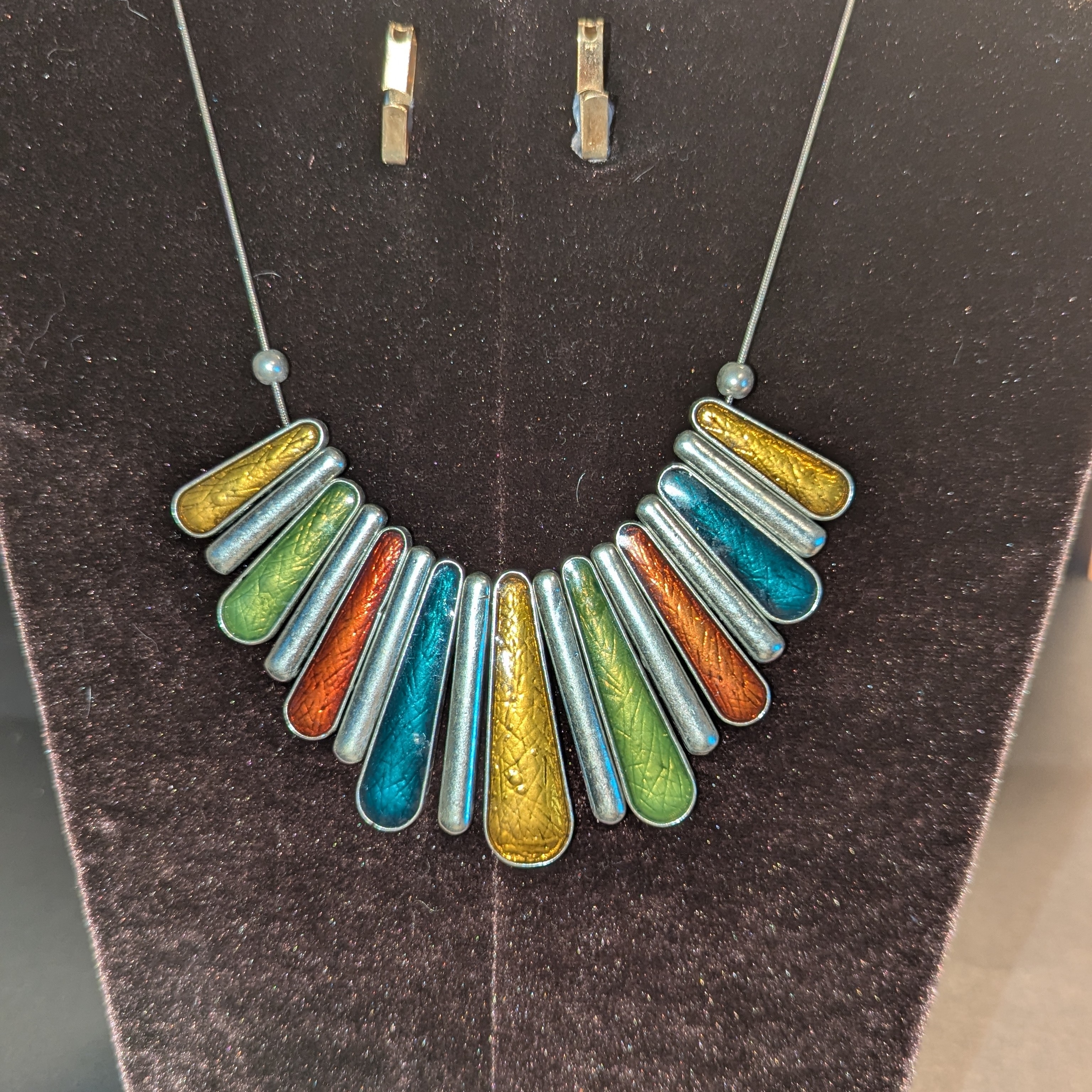 Vintage Multicolor Teardrop Statement Necklace - Women Jewelry